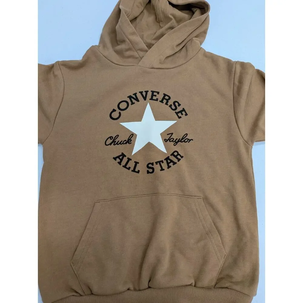 Converse Chuck Taylor All Star Kids Hoodie Brown Pullover Size L 10-11Y
